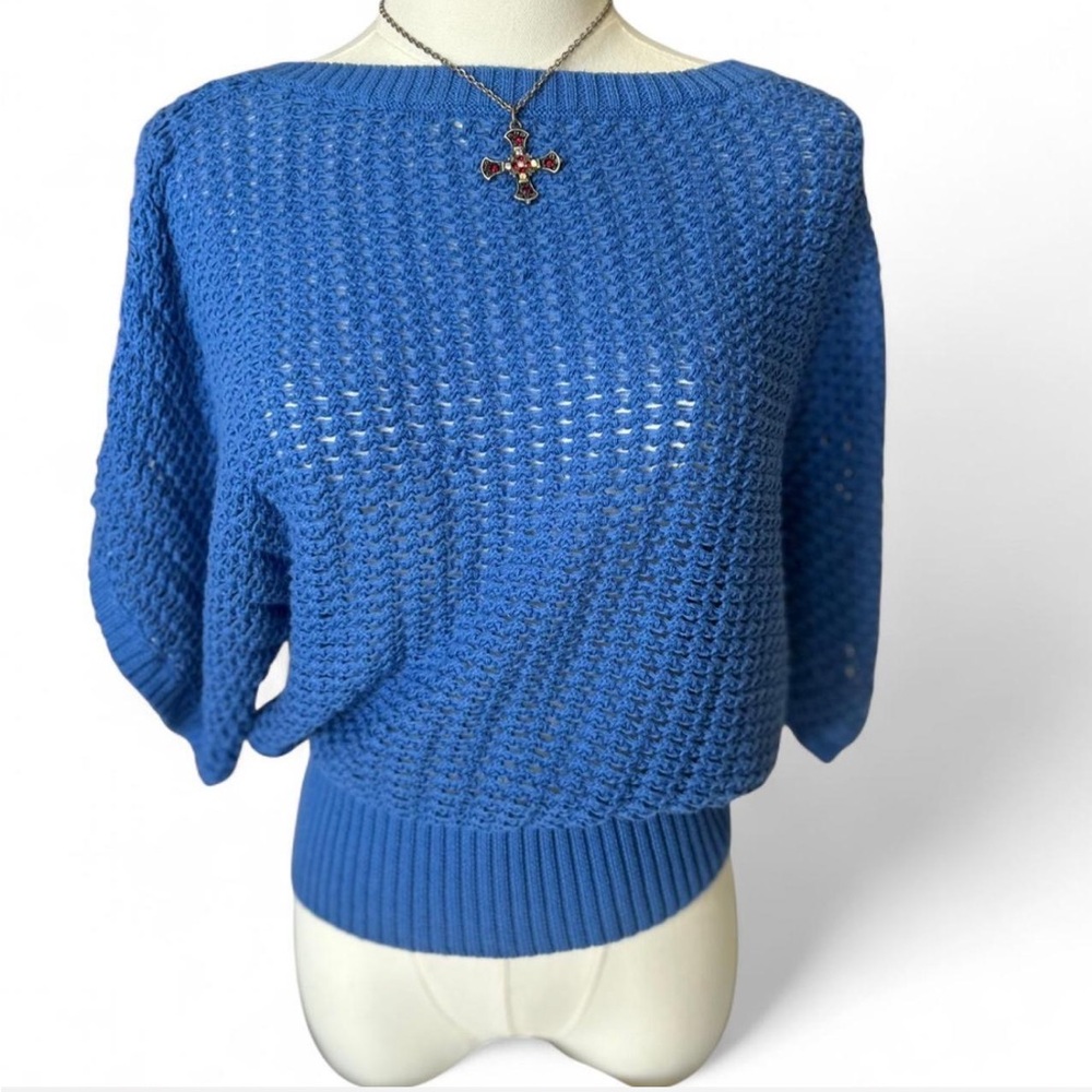 Women’s Blue Knit Boatneck Sweater